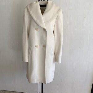 Dale Dressing Pure Angora Winter White Double-Breasted Coat